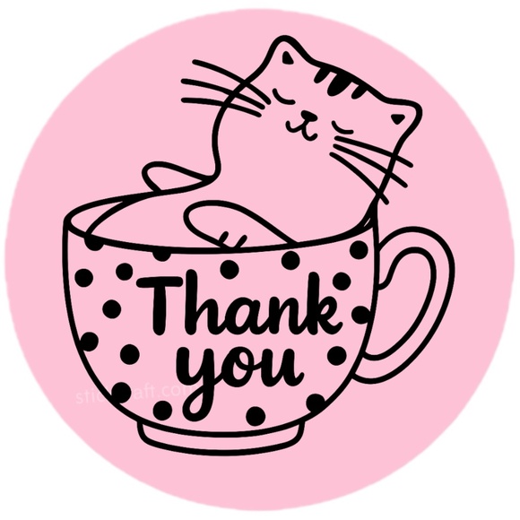 Thank You Cat Stickers Labels Boutique Packaging Thank You Seals - Picture 5 of 14